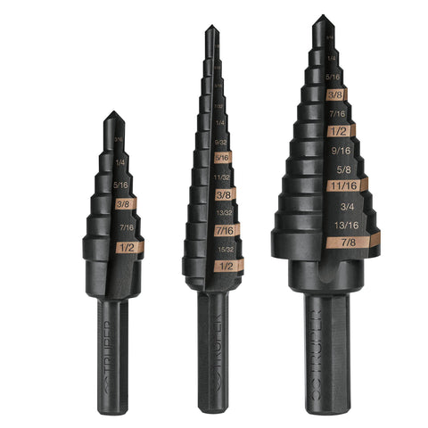 JUEGO DE 3 BROCAS ESCALONADAS DE SXIDO NEGRO, TRUPER