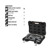 JUEGO DE AUTOCLÉ CUADRO 1/2", 25 PIEZAS, MILIMÉTRICOS