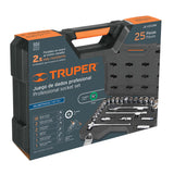 JUEGO DE AUTOCLÉ CUADRO 1/2", 25 PIEZAS, MILIMÉTRICOS