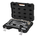 JUEGO DE AUTOCLÉ CUADRO 1/2", 25 PIEZAS, MILIMÉTRICOS