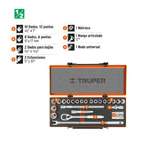 JGO DE DADOS STD/MM CUADRO 1/2' 26 PZAS