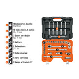 JUEGO DE 36 HERRAMIENTAS CUADRO 1/2' MM PARA MECANICO