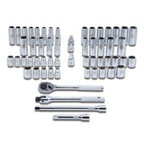 JUEGO DE 56 HERRAMIENTAS CUADRO 1/2' STD Y MM PARA MECANICO