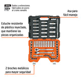 JUEGO DE 56 HERRAMIENTAS CUADRO 1/2' STD Y MM PARA MECANICO