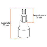JUEGO DE 7 DADOS CUADRO 1/2' PUNTA CORTA BRISTOL, EN ESTUCHE