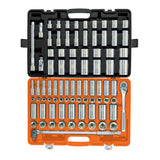 JUEGO DE 83 HERRAMIENTAS CUADRO 1/2' STD Y MM PARA MECANICO