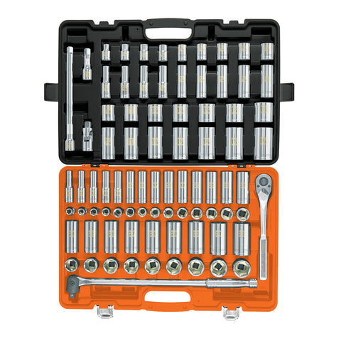 JUEGO DE 83 HERRAMIENTAS CUADRO 1/2' STD Y MM PARA MECANICO