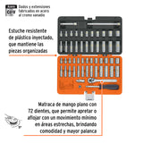 JUEGO DE 54 HERRAMIENTAS CUADRO 1/4' STD Y MM PARA MECANICO