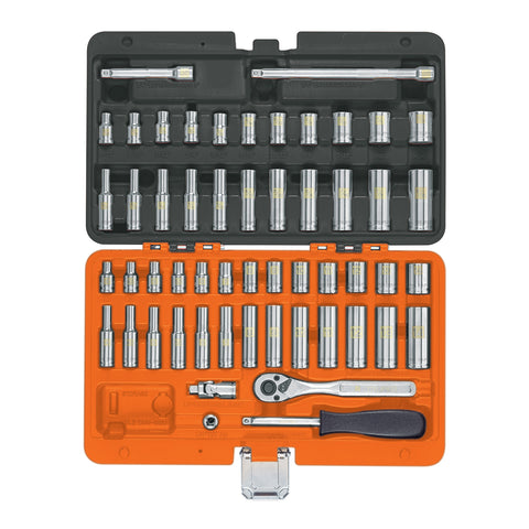 JUEGO DE 54 HERRAMIENTAS CUADRO 1/4' STD Y MM PARA MECANICO