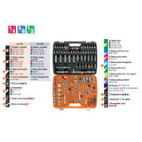 JUEGO DE 172 HERRAMIENTAS 1/4', 3/8' Y 1/2' STD P/MECANICO
