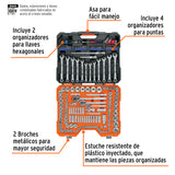 JUEGO 199 HERRAMIENTAS 1/4', 3/8' Y 1/2' STD Y MM P/MECANICO