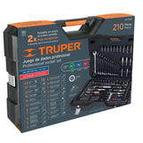 JUEGO 210 HERRAMIENTAS 1/4', 3/8' Y 1/2' STD Y MM P/MECANICO