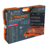 JUEGO 217 HERRAMIENTAS 1/4', 3/8' Y 1/2' STD Y MM P/MECANICO