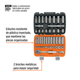 JUEGO DE 45 HERRAMIENTAS CUADRO 3/8' STD Y MM PARA MECANICO