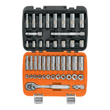 JUEGO DE 45 HERRAMIENTAS CUADRO 3/8' STD Y MM PARA MECANICO