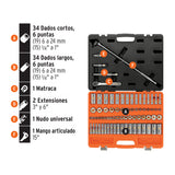 JUEGO DE 73 HERRAMIENTAS CUADRO 3/8' STD Y MM PARA MECANICO