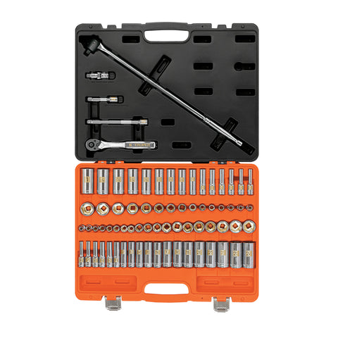 JUEGO DE 73 HERRAMIENTAS CUADRO 3/8' STD Y MM PARA MECANICO