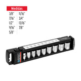 JGO DE DADOS STD CUADRO 3/8' 9 PZAS