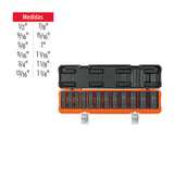 JUEGO DE 12 DADOS LARGOS CUADRO 1/2' DE IMPACTO 6 PUNTAS STD