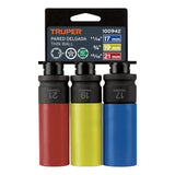 JUEGO 3 DADOS LARGOS 1/2' IMPACTO PROTECCISN PLASTICA 6P MM