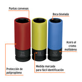 JUEGO 3 DADOS LARGOS 1/2' IMPACTO PROTECCISN PLASTICA 6P MM