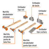 JUEGO 7 PIEZAS DE MARTILLOS Y ENTIBADORES PARA HOJALATERO