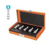 JUEGO DE 5 DADOS CUADRO 3/8' PUNTA HEX STD, ESTUCHE METALICO