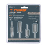 JUEGO DE 4 PIEDRAS MONTADAS ZANCO 1/4, ACERO INOX, TRUPER