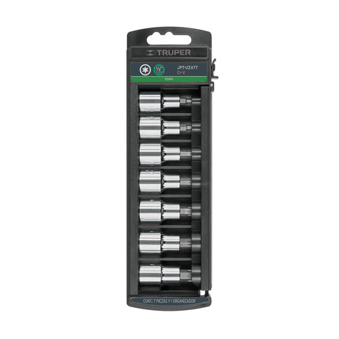 JUEGO DE 7 DADOS CUADRO 1/2' PUNTA TORX, TRUPER
