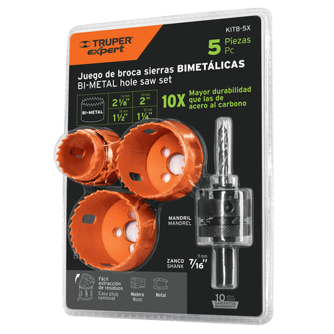 JUEGO DE 5 BROCASIERRAS BIMETALICAS, TRUPER EXPERT
