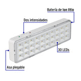 LÁMPARA DE EMERGENCIA RECARGABLE 220 LM, 30 LED