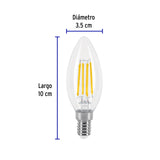 LAMPARA LED TIPO VELA 4 W CON FILAMENTO BASE E14 LUZ CALIDA