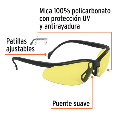 LENTE DE SEGURIDAD DEPORTIVO AMARILLO