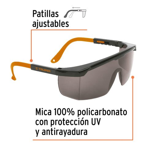 LENTES AJUSTABLES DE SEGURIDAD, GRIS