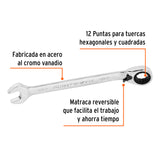 LLAVE COMBINADA MATRACA REVERSIBLE 9 1/6 X 188