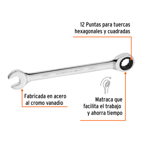 LLAVE COMBINADA CON MATRACA, 13/16', TRUPER EXPERT