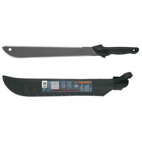 MACHETE DOBLE FILO 18' CACHA INYECTADA, CON FUNDA, TRUPER