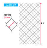 MALLA CICLÓNICA, CALIBRE 12.5, ABERTURA 55 X 55, 2 X 20 M