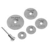 JUEGO DE 5 MINI DISCOS SIERRAS PARA MOTOTOOL, TRUPER