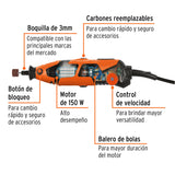 HERRAMIENTA ROTATIVA PROFECIONAL 150W C/200 ACCESORIOS