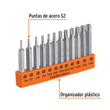 JUEGO DE 12 PUNTAS TORX COMBINADAS C/SEGURO LARGO 2' EXPERT