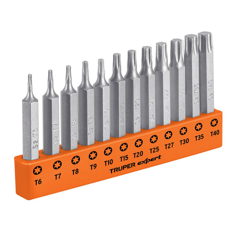 JUEGO DE 12 PUNTAS TORX COMBINADAS LARGO 2', TRUPER EXPERT