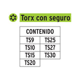 JGO DEPUNTAS TORX DE 1'CON SEGURO 7 PZS