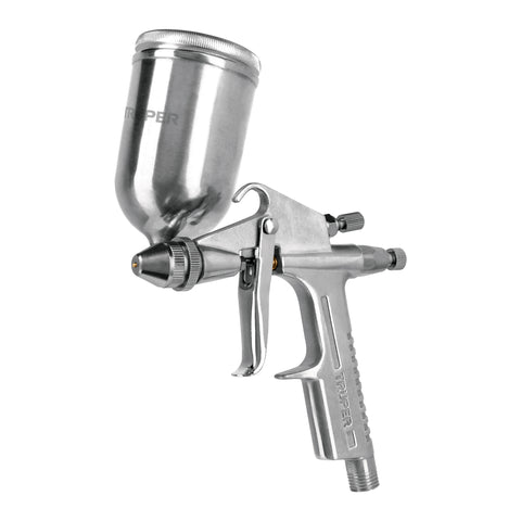 PISTOLA RETOQUE, GRAVEDAD, VASO ALUMINIO, 60 PSI