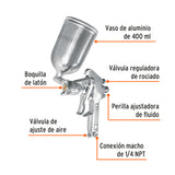PISTOLA PARA PINTAR, GRAVEDAD, MULTIPOSICIÓN, BOQUILLA 1.4MM