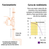 BOMBA DE AGUA CON PRESURIZADOR, 1/6 HP