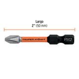 ESTUCHE CON 15 PUNTAS DE CRUZ PH2 DE IMPACTO LARGO 2", TRUPER