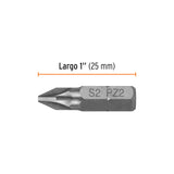ESTUCHE CON 5 PUNTAS POZIDRIV PZ2 LARGO 1', TRUPER EXPERT