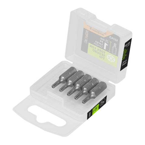 ESTUCHE CON 5 PUNTAS TORX T10 CON SEGURO LARGO 1', EXPERT