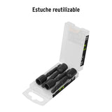 ESTUCHE CON 4 DADOS MAGNITICOS DE IMPACTO 3/8' LARGO 2-1/2'